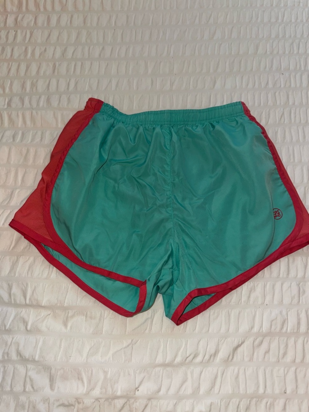 Lauren James Aqua Shorts with Coral Trim